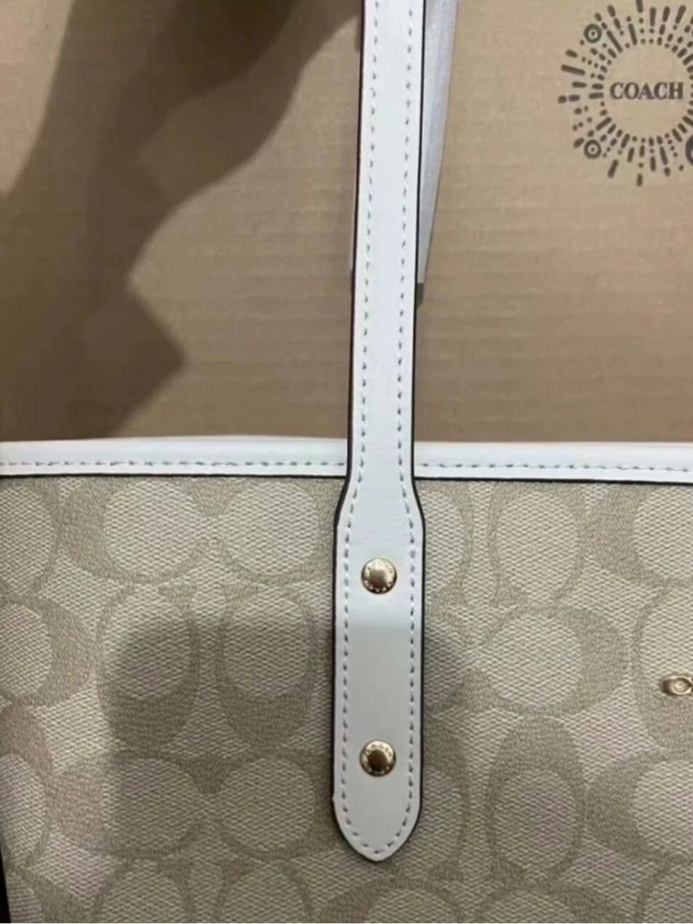 Coach Beige Signature Canvas Tote with Cream Leather Handles - Picture 5 of 5